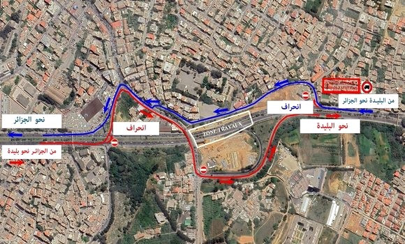 Fermeture partielle de la route nationale reliant Blida et Alger à partir de vendredi